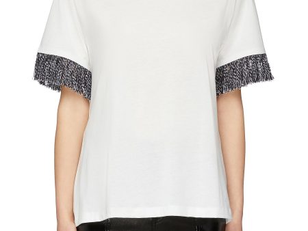 Fringe cuff drape logo appliqué T-shirt - Sonia Rykiel - White Online