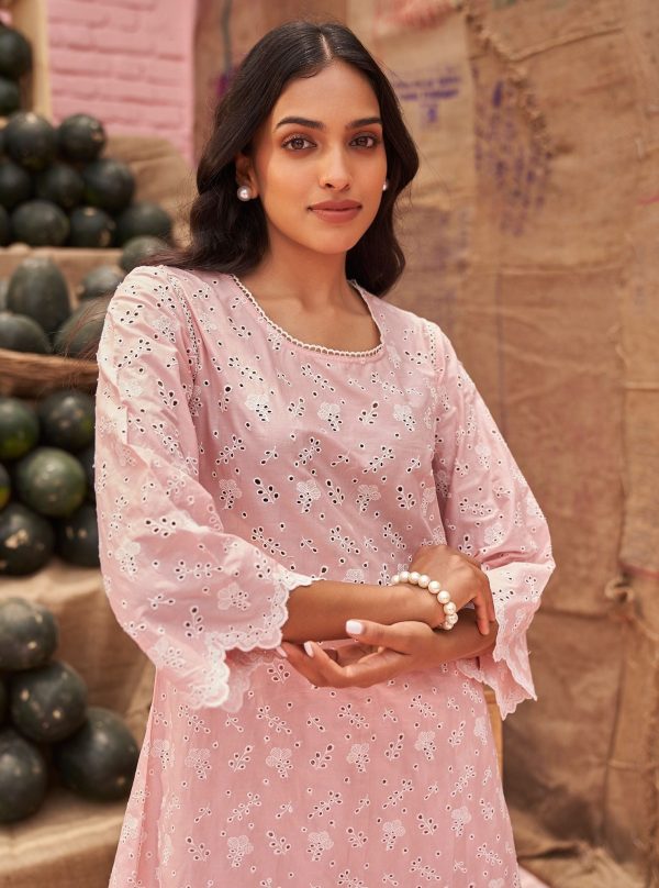 Mulmul Cotton Hannah Light Pink Top With Mulmul Cotton Hannah Light Pink Pant Supply