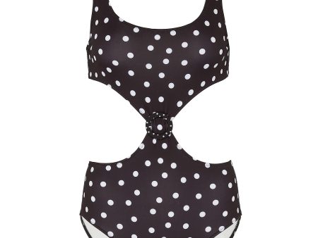 The Bailey  cutout waist polka dot print one-piece swimsuit Supply