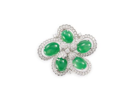 Diamond jade 18k white gold brooch - Samuel Kung - Metallic Cheap