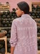 Mulmul Cotton Heli Lilac Long Kurta With Mulmul Cotton Heli Lilac Pant on Sale