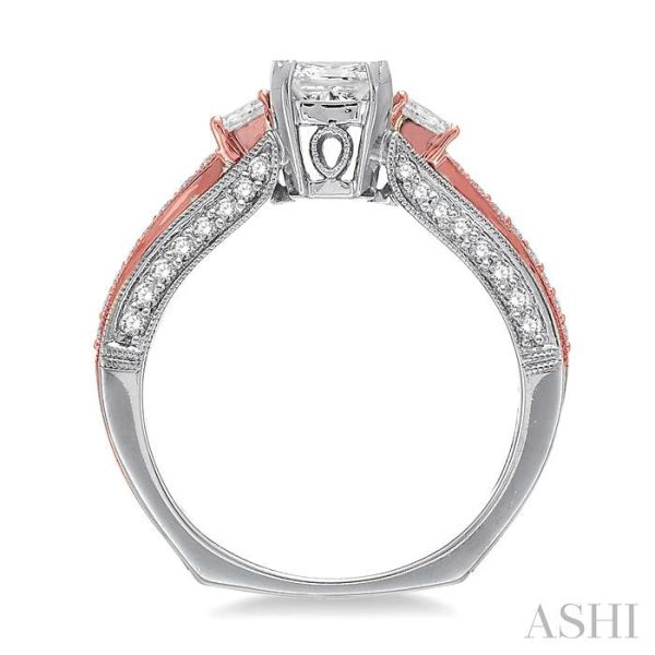 1 Ctw Diamond Engagement Ring with 1 2 Ct Princess Cut Center Stone in 14K White and Rose Gold Sale