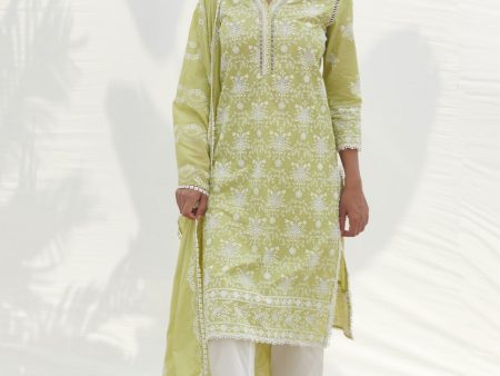 Mulmul Cotton Verla Lime kurta Cheap