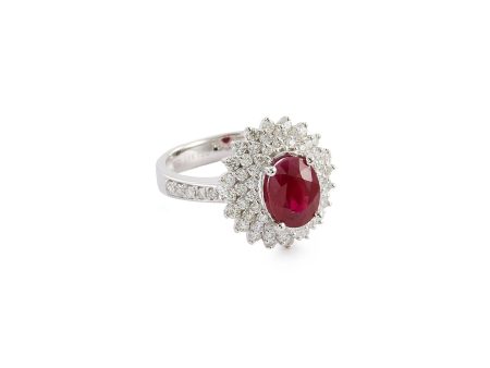 Diamond ruby 18k white gold ring - LC Collection Jewellery - Metallic,Red Supply