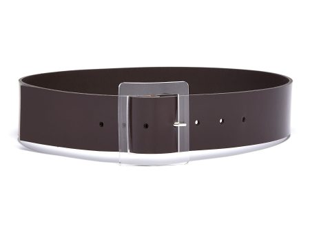 Acrylic buckle patent leather belt Discount