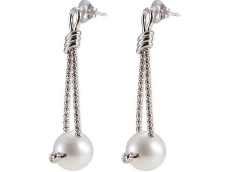 Pearl 18k white gold chain drop earrings - Tasaki - White For Discount