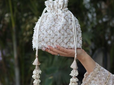 Mulmul Seerat White Potli Bag Fashion