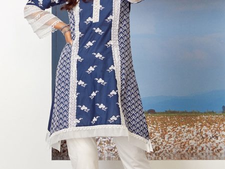 Mulmul Cotton Armada Navy Kurta Online Sale