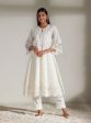 Mulmul Cotton Arris White Anarkali  Kurta Online now