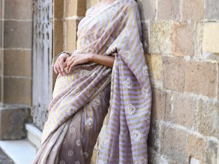 Mulmul Banarsi Luxe Tissue Mangni Lavender Saree Fashion