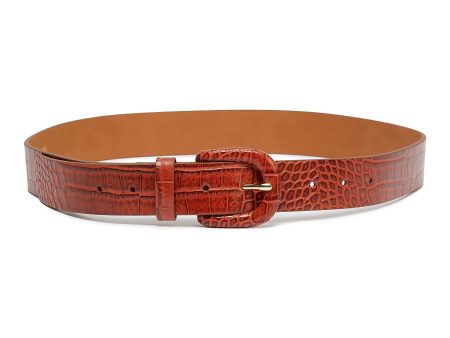 Croc embossed faux leather belt - Topshop - Brown For Sale