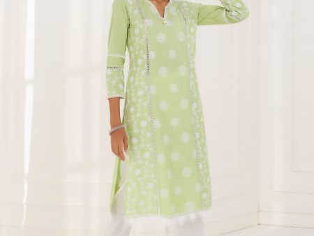 Mulmul Cotton Kannur Green Kurta Online Hot Sale