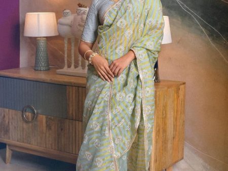 Mulmul Banarsi Luxe Tissue Mangni Light Blue Saree Discount