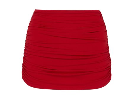 Bill  ruched skirt overlay bikini bottoms - Norma Kamali - Red Discount