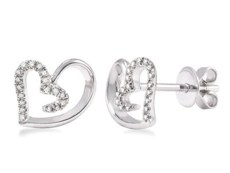 1 10 Ctw Round Cut Diamond Heart Shape Earrings in 14K White Gold Supply