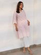 Mulmul Cotton Arpora Pink Kurta With Mulmul Cotton Arpora White Pant Supply