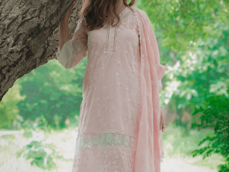 Mulmul Cotton Echo Pink Kurta For Sale