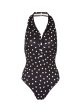 The Janet  polka dot print halterneck one-piece swimsuit For Sale