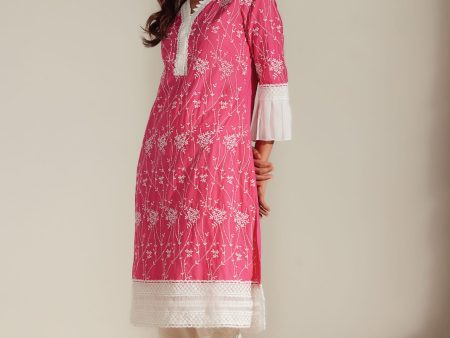 Mulmul Cotton Carmen Pink Kurta Hot on Sale