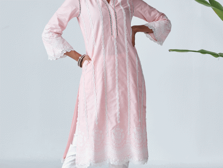 Mulmul Cotton Ellen Pink Kurta Online Sale