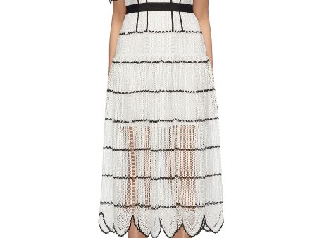 Scalloped cape overlay stripe crochet lace dress - self-portrait - White Online Sale