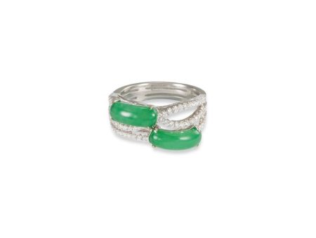 Diamond jade 18k white gold cutout ring - Samuel Kung - Green Cheap