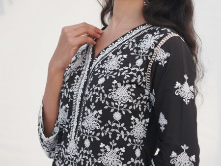 Mulmul Cotton Verla Black kurta Discount