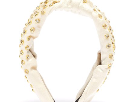 Glass crystal stud knot velvet headband Online Sale