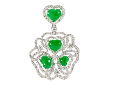 Diamond jadeite 18k white gold pendant - Samuel Kung - Multi-colour Online now