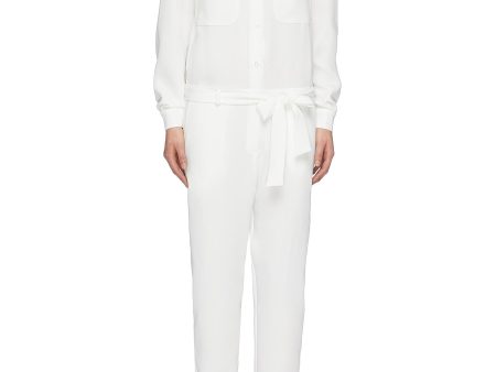 Belted graphic embroidered back crepe jumpsuit - Mira Mikati - White Online Hot Sale