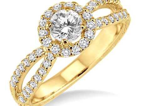 3 4 Ctw Diamond Engagement Ring with 1 3 Ct Round Cut Center Stone in 14K Yellow Gold Supply