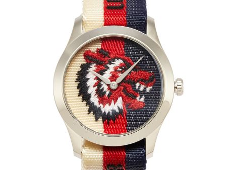 Le Marché des Merveilles  wolf embroidered 38mm watch - Gucci - Metallic,Multi-colour Fashion