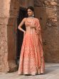 Mulmul Organza Satin Baliye Burnt Orange Lehenga For Sale