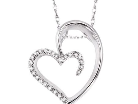 1 10 Ctw Round Cut Diamond Heart Shape Pendant in 10K White Gold with Chain Online now