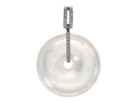 Diamond jade 18k white gold disc pendant - Samuel Kung - White Online now