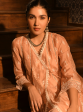 Mulmul Organza Vashti Peach Kurta With Mulmul Cotton Vashti Peach Pant Sale