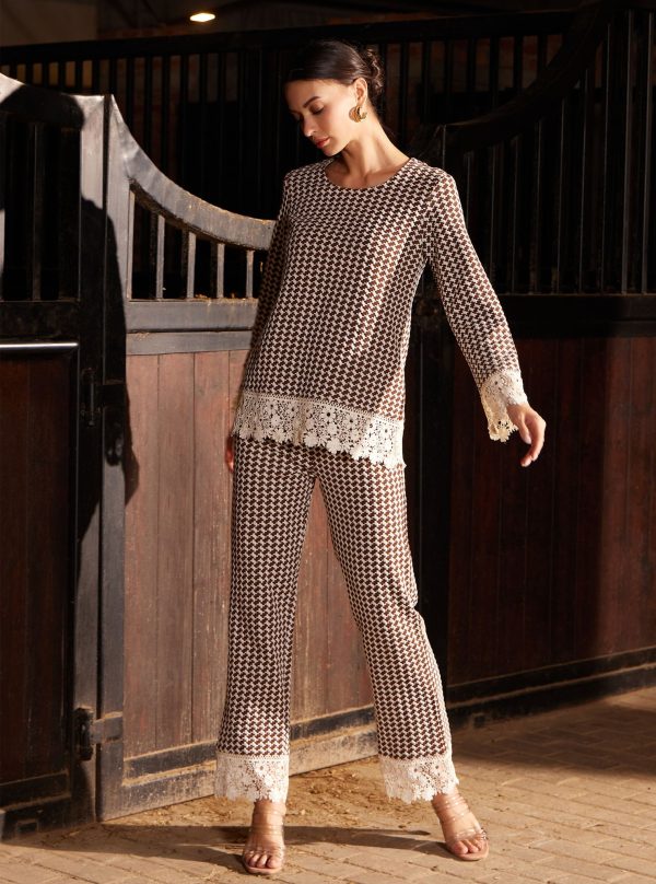 Mulmul Houndstooth Hestia Brown Top with Mulmul Houndstooth Hestia Brown Pant Fashion