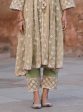 Mulmul Banarsi Bhumbro Green Anarkali Kurta with Mulmul Pima Satin Bhumbro Green Pant For Cheap