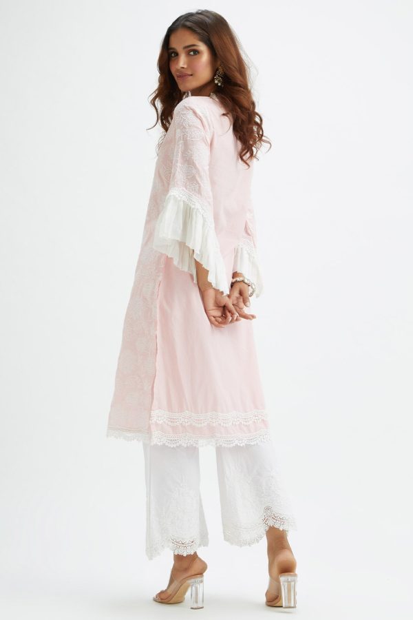 Mulmul Cotton Dunlin Pink Kurta For Discount