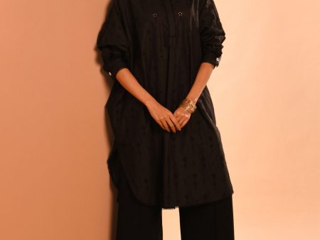 Mulmul Cotton Oriana Black Kurta With Mulmul Cotton Oriana Black Pant Online Hot Sale