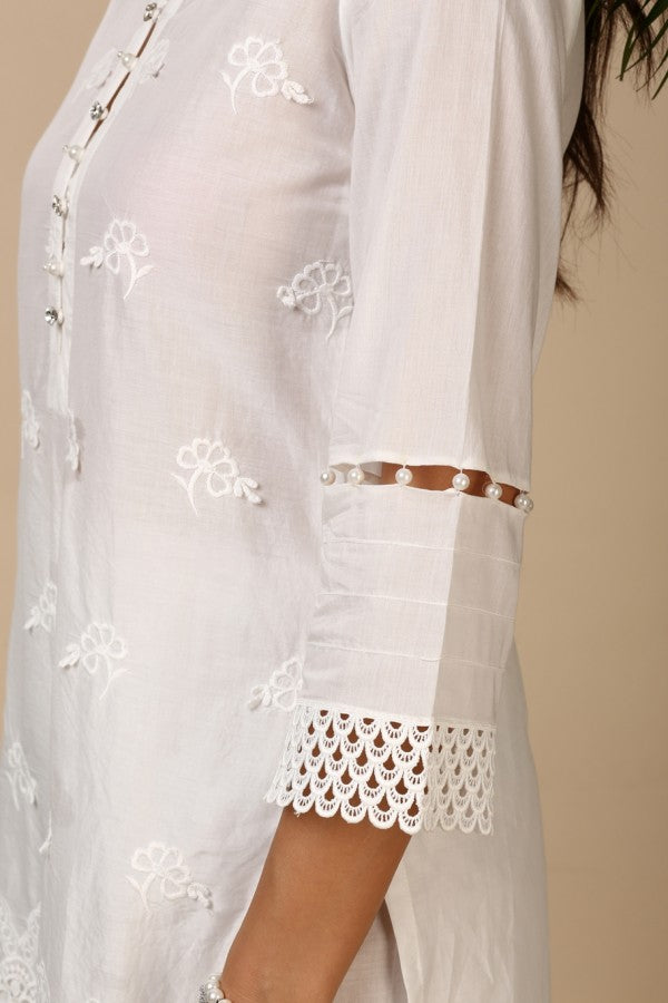 Aster Kurta White on Sale