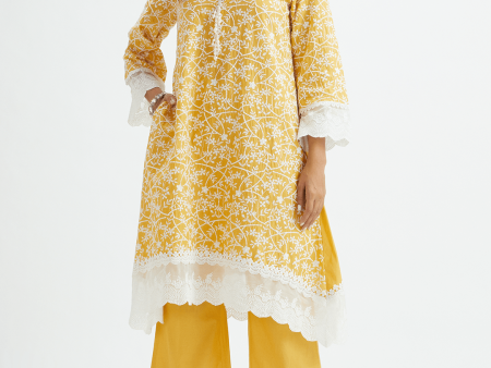 Humming Bird Mustard Kurta Online Hot Sale