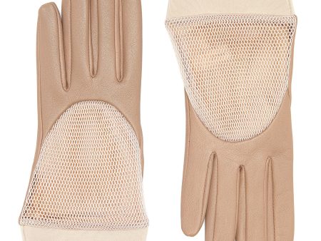 Mesh panel leather gloves For Cheap