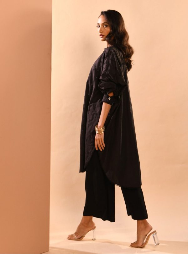 Mulmul Cotton Oriana Black Kurta With Mulmul Cotton Oriana Black Pant Online Hot Sale