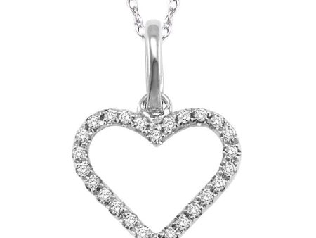 1 10 Ctw Round Cut Diamond Heart Shape Pendant in 10K White Gold with Chain Fashion