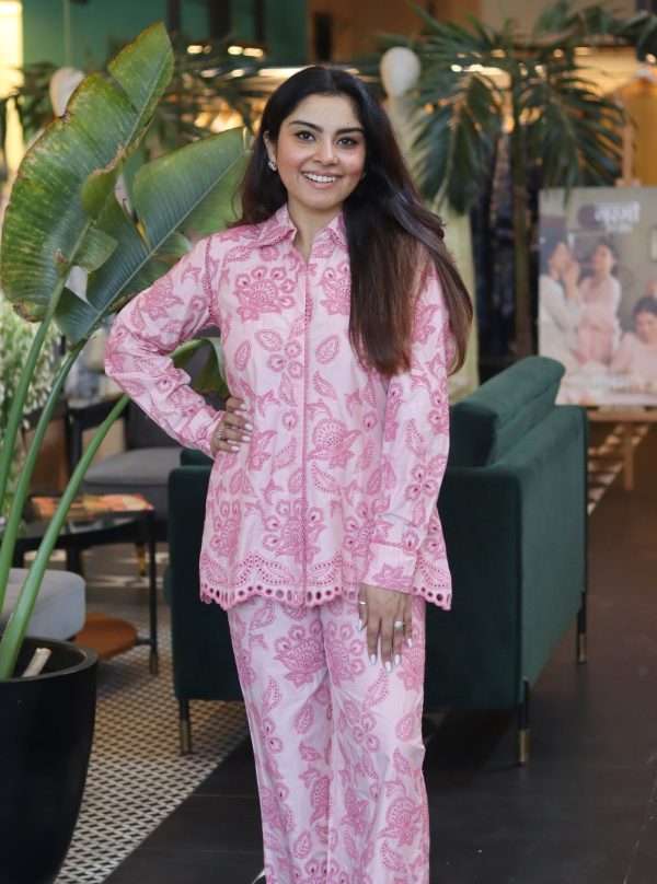 Mulmul Cotton Sasha Light Pink Shirt With Mulmul Cotton Sasha Light Pink Pant on Sale