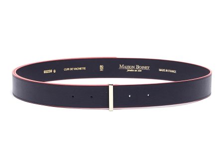 Contrast border vachetta leather belt - Maison Boinet - Blue Online Hot Sale