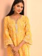 Mulmul Cupro Valaya Yellow Kurta With Mulmul Cupro Valaya Yellow Pant Sale