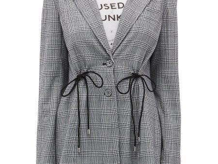 Hopes Up  drawstring houndstooth check plaid blazer - C MEO COLLECTIVE - Multi-colour For Cheap