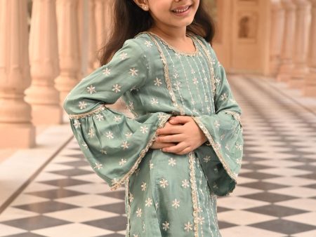 Mulmul Modal Satin Pyaari Teal Blue Kurta with Mulmul Modal Satin Pyaari Teal Blue Garara Supply